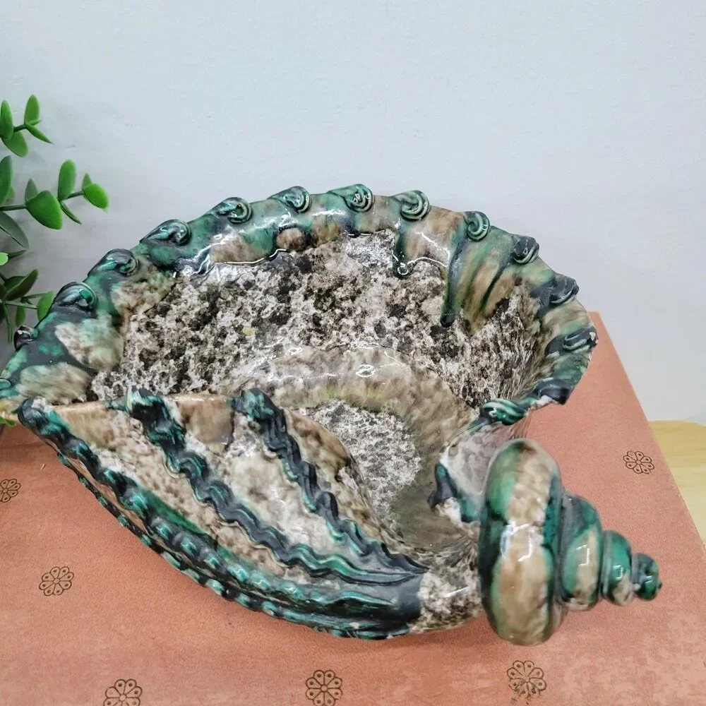 MCM Drip Glaze Italian Pottery Sea Shell Bowl Trinket Dish